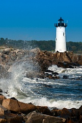 Rough Surf Along Rocks by Portsmouth Harbor Light